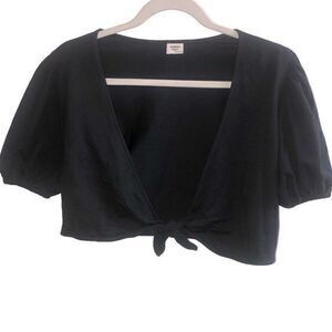NEW Aritzia Sunday Best Black‎ Bambi Tie-front Short Sleeve Crop Shrug